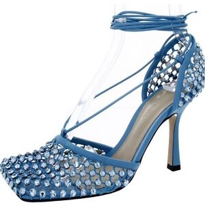 Bottega Veneta Women’s Size 36M (US size 6) Blue Sparkle Stretch Lace-Up Heels